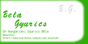 bela gyurics business card